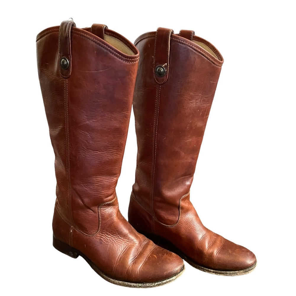FRYE Congnac Leather Melissa Button Knee High Boots Size 8